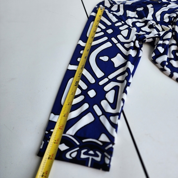 Laundry By Design Dress Womens Blue White Geo Print Stretch 3/4 Sleeve Sz 4 - Picture 10 of 10